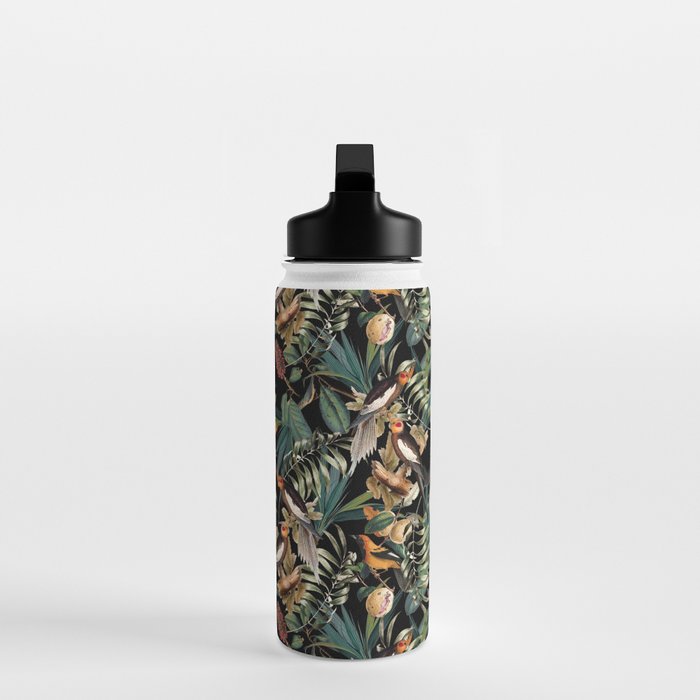 Floral and Birds Vintage Garden Night Water Bottle Gallery Image 3