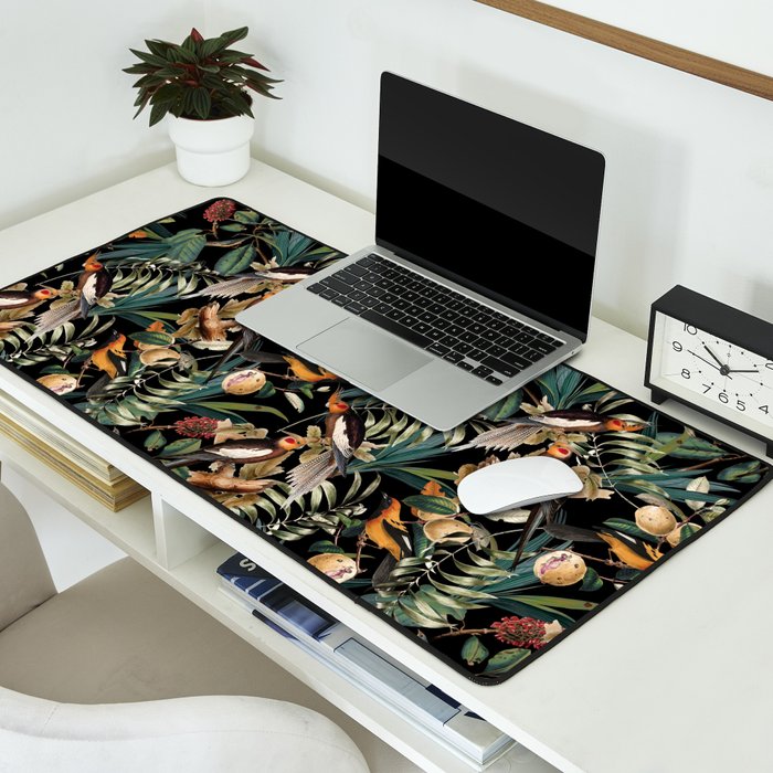 Floral and Birds Vintage Garden Night Desk Mat Gallery Image 2