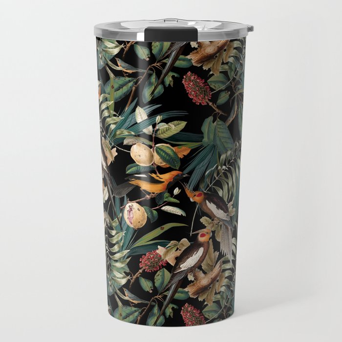 Floral and Birds Vintage Garden Night Travel Mug Gallery Image 1