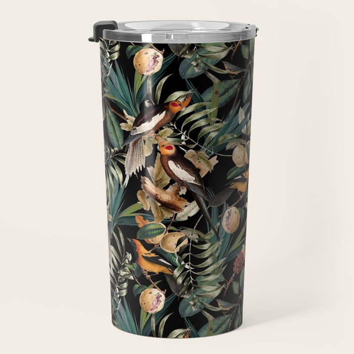 Floral and Birds Vintage Garden Night Travel Mug Gallery Image 3