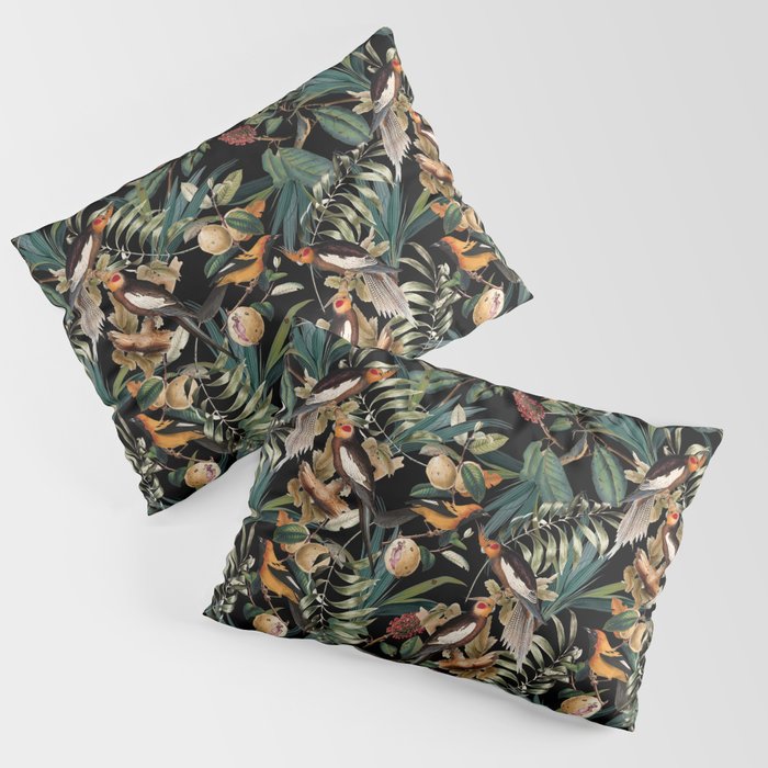 Floral and Birds Vintage Garden Night Pillow Sham Gallery Image 3