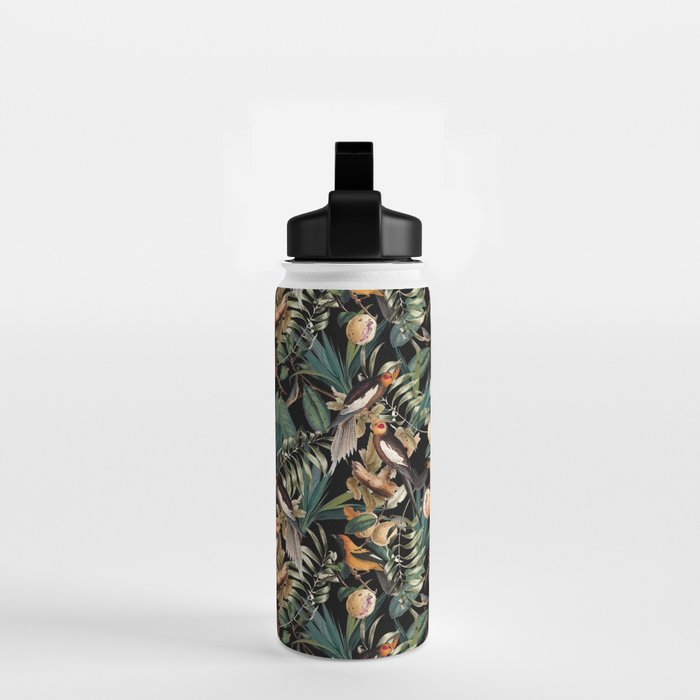 Floral and Birds Vintage Garden Night Water Bottle Gallery Image 2