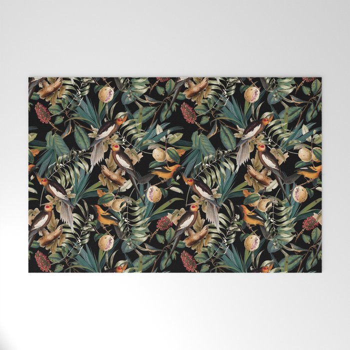 Floral and Birds Vintage Garden Night Welcome Mat Gallery Image 1
