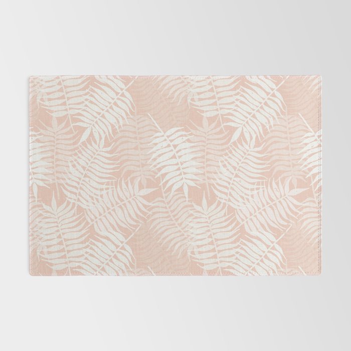 Palm Leaves . Peachy Pink Rug Gallery Image 2
