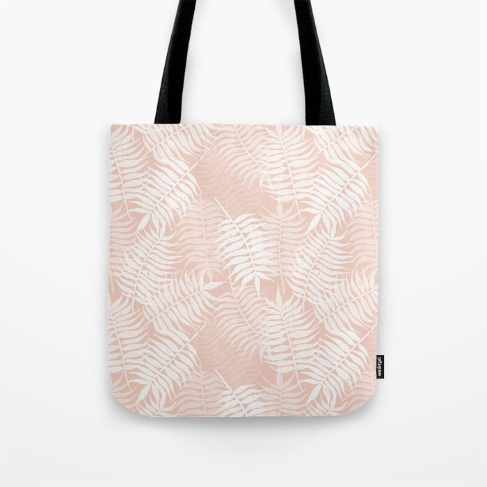 Palm Leaves . Peachy Pink Tote Bag Gallery Image 1