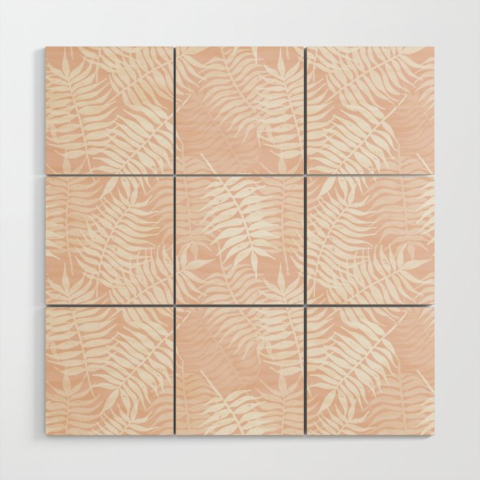 Palm Leaves . Peachy Pink Wood Wall Art Gallery Image 1
