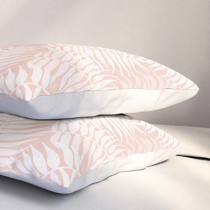 Palm Leaves . Peachy Pink Pillow Sham Gallery Image 3
