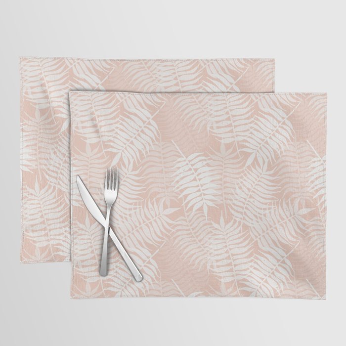 Palm Leaves . Peachy Pink Placemat Gallery Image 1