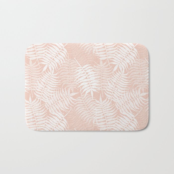 Palm Leaves . Peachy Pink Bath Mat Gallery Image 1