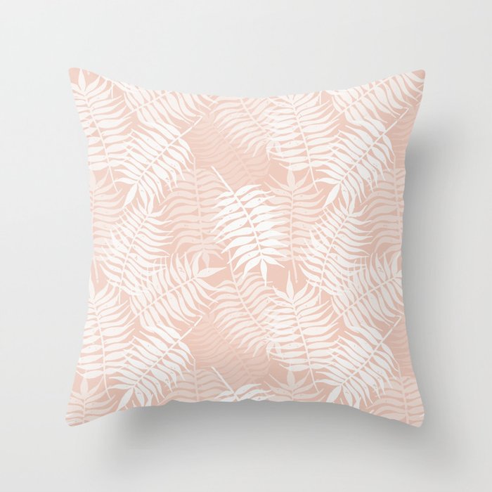 Palm Leaves . Peachy Pink Throw Pillow Gallery Image 6