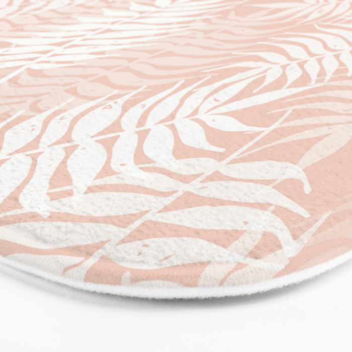 Palm Leaves . Peachy Pink Bath Mat Gallery Image 3