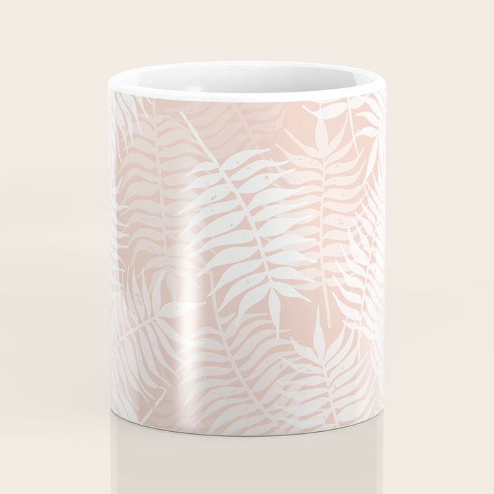 Palm Leaves . Peachy Pink Coffee Mug Gallery Image 4