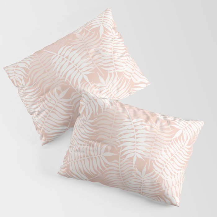 Palm Leaves . Peachy Pink Pillow Sham Gallery Image 3
