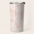 Palm Leaves . Peachy Pink Travel Mug Gallery Image 2