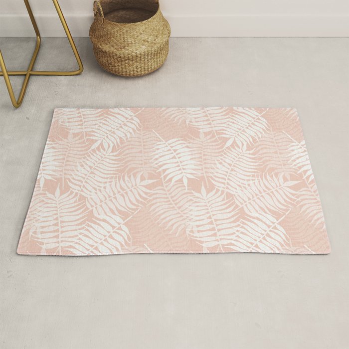Palm Leaves . Peachy Pink Rug Gallery Image 1