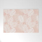 Palm Leaves . Peachy Pink Welcome Mat Gallery Image 1