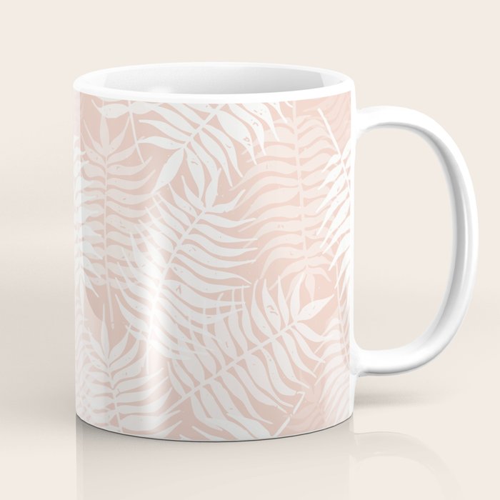 Palm Leaves . Peachy Pink Coffee Mug Gallery Image 1