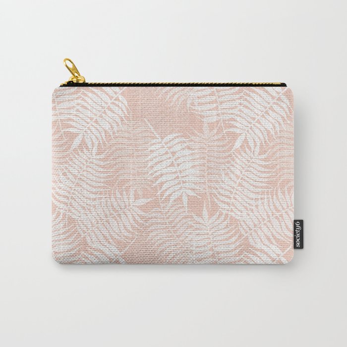 Palm Leaves . Peachy Pink Carry All Pouch Gallery Image 1