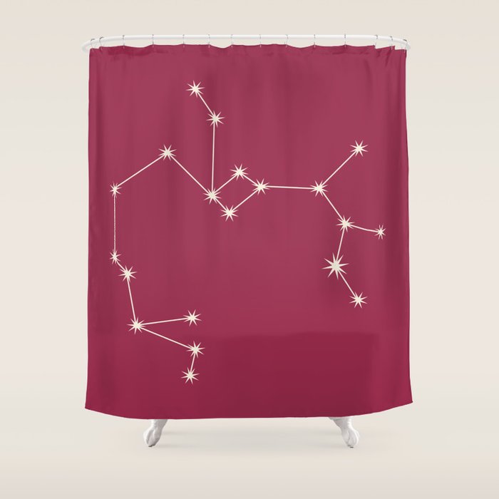Sagittarius Zodiac Star Constellation Line Art Pink Shower Curtain Gallery Image 1