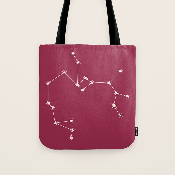 Sagittarius Zodiac Star Constellation Line Art Pink Tote Bag Gallery Image 1