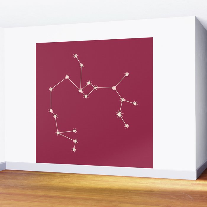 Sagittarius Zodiac Star Constellation Line Art Pink Wall Mural Gallery Image 2