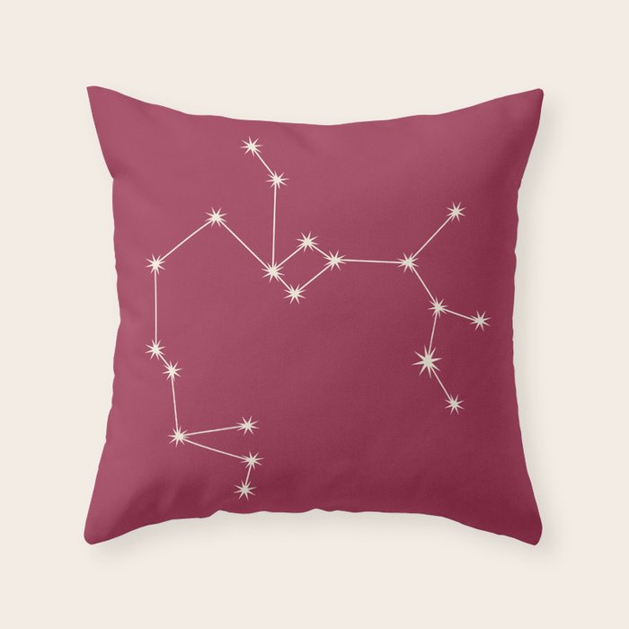 Sagittarius Zodiac Star Constellation Line Art Pink Throw Pillow Gallery Image 1