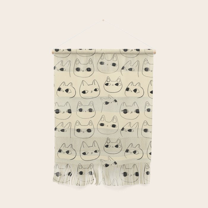 Cute Kawaii Cat Face Doodle Sketch Drawings Wall Hanging Gallery Image 1