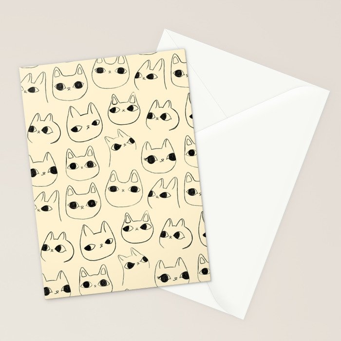 Cute Kawaii Cat Face Doodle Sketch Drawings Stationery Card Gallery Image 2