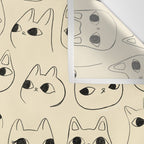 Cute Kawaii Cat Face Doodle Sketch Drawings Wall Tapestry Gallery Image 3