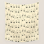 Cute Kawaii Cat Face Doodle Sketch Drawings Wall Tapestry Gallery Image 4
