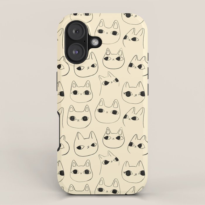 Cute Kawaii Cat Face Doodle Sketch Drawings iPhone Case Gallery Image 1