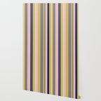 Variegated Thin Stripes Pattern in Mustard Yellow, Gray, Navy Blue, and Pink Wallpaper Gallery Image 2