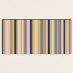 Variegated Thin Stripes Pattern in Mustard Yellow, Gray, Navy Blue, and Pink Desk Mat Gallery Image 3