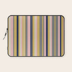 Variegated Thin Stripes Pattern in Mustard Yellow, Gray, Navy Blue, and Pink Laptop Sleeve Gallery Image 1
