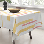 Interrupted Lines Mid-Century Modern Pattern in Mustard Yellow, Bright Pink, and White Tablecloth Gallery Image 3