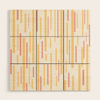 Interrupted Lines Mid-Century Modern Pattern in Mustard Yellow, Bright Pink, and White Wood Wall Art Gallery Image 1