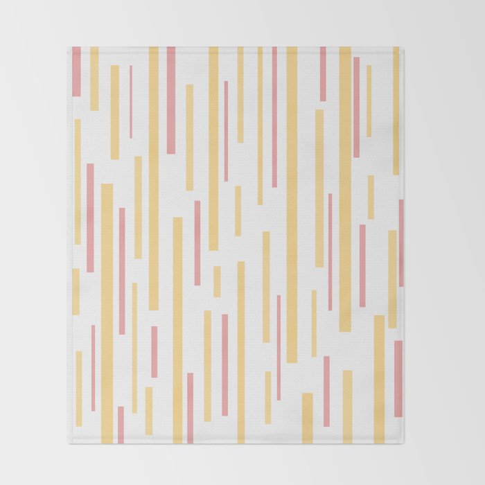Interrupted Lines Mid-Century Modern Pattern in Mustard Yellow, Bright Pink, and White Throw Blanket Gallery Image 2