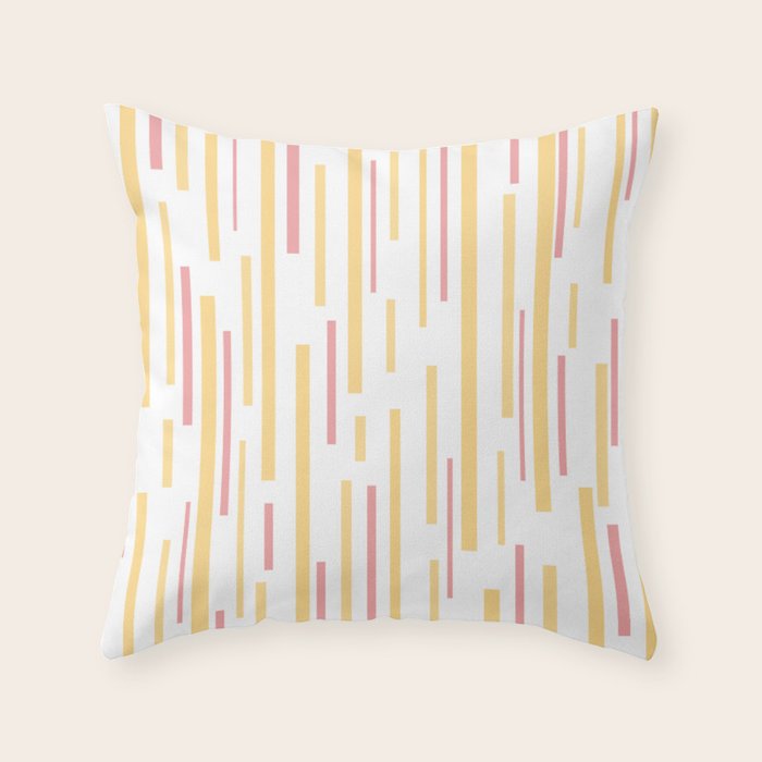 Interrupted Lines Mid-Century Modern Pattern in Mustard Yellow, Bright Pink, and White Throw Pillow Gallery Image 6
