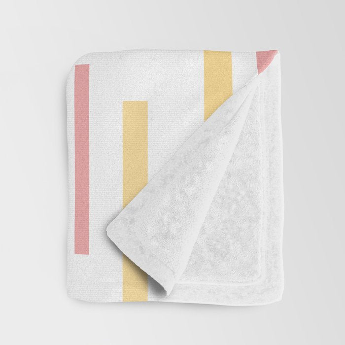 Interrupted Lines Mid-Century Modern Pattern in Mustard Yellow, Bright Pink, and White Throw Blanket Gallery Image 3