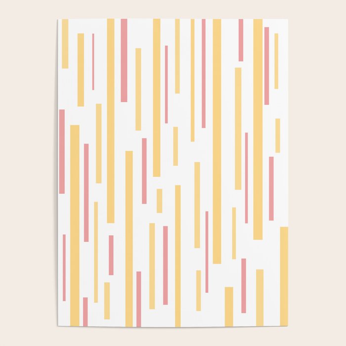 Interrupted Lines Mid-Century Modern Pattern in Mustard Yellow, Bright Pink, and White Poster Gallery Image 4