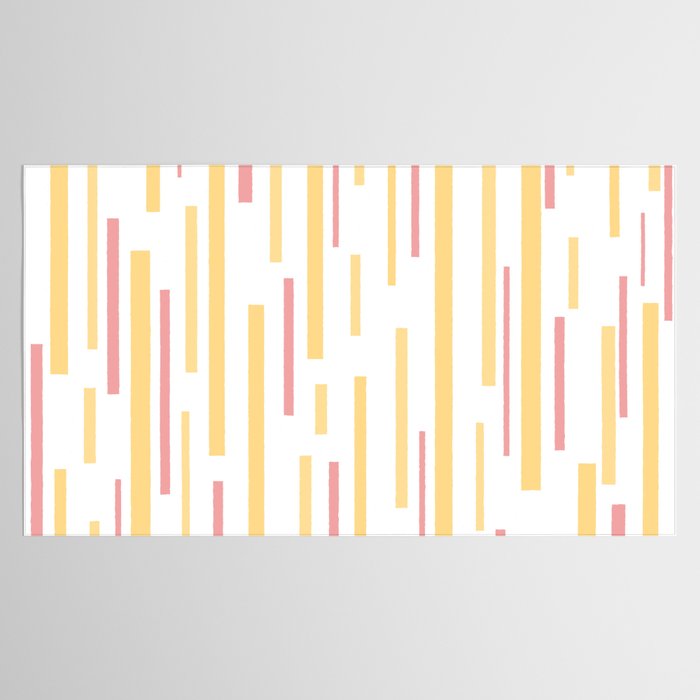 Interrupted Lines Mid-Century Modern Pattern in Mustard Yellow, Bright Pink, and White Tablecloth Gallery Image 2