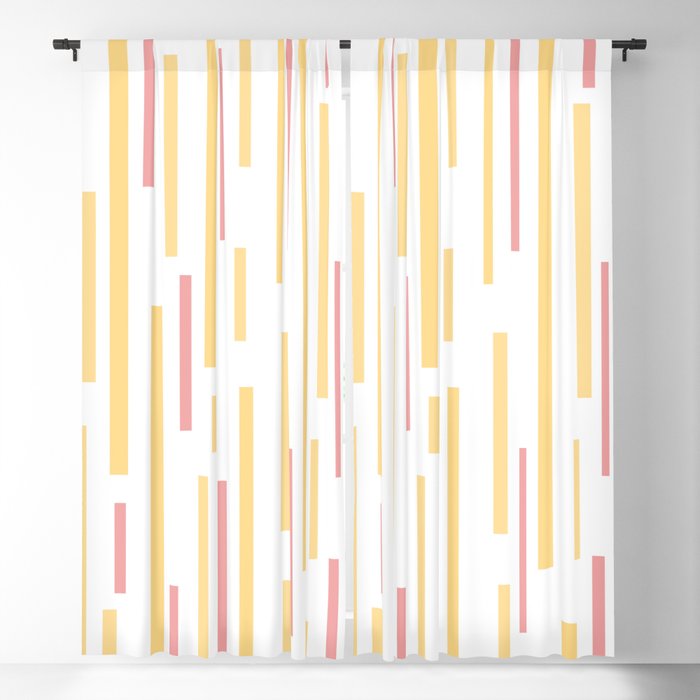 Interrupted Lines Mid-Century Modern Pattern in Mustard Yellow, Bright Pink, and White Window Curtain Gallery Image 5