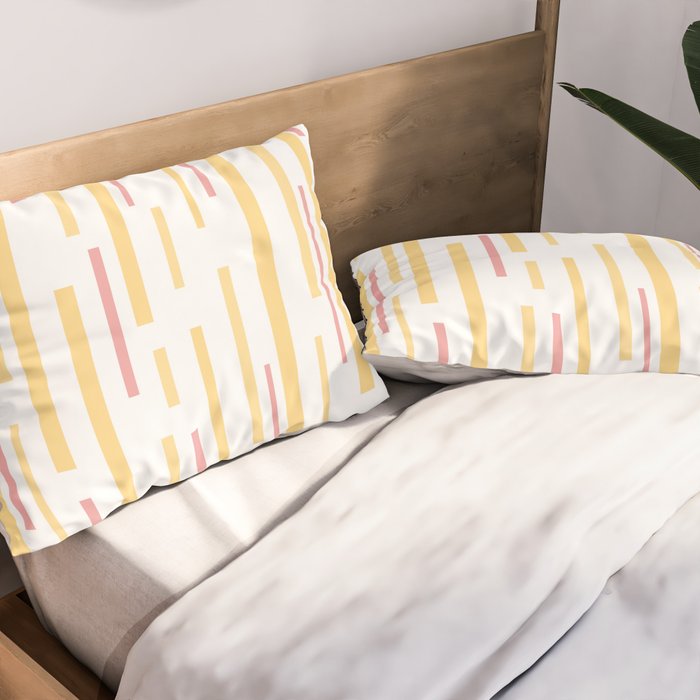 Interrupted Lines Mid-Century Modern Pattern in Mustard Yellow, Bright Pink, and White Pillow Sham Gallery Image 2