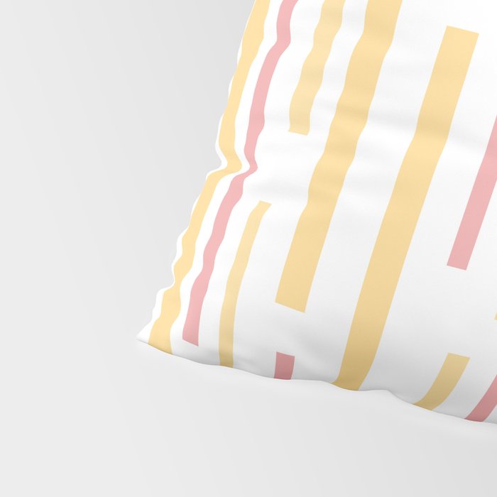 Interrupted Lines Mid-Century Modern Pattern in Mustard Yellow, Bright Pink, and White Pillow Sham Gallery Image 4