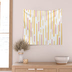 Interrupted Lines Mid-Century Modern Pattern in Mustard Yellow, Bright Pink, and White Wall Tapestry Gallery Image 2