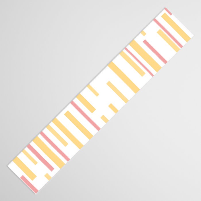 Interrupted Lines Mid-Century Modern Pattern in Mustard Yellow, Bright Pink, and White Table Runner Gallery Image 3