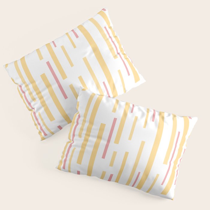 Interrupted Lines Mid-Century Modern Pattern in Mustard Yellow, Bright Pink, and White Pillow Sham Gallery Image 3
