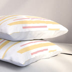 Interrupted Lines Mid-Century Modern Pattern in Mustard Yellow, Bright Pink, and White Pillow Sham Gallery Image 3