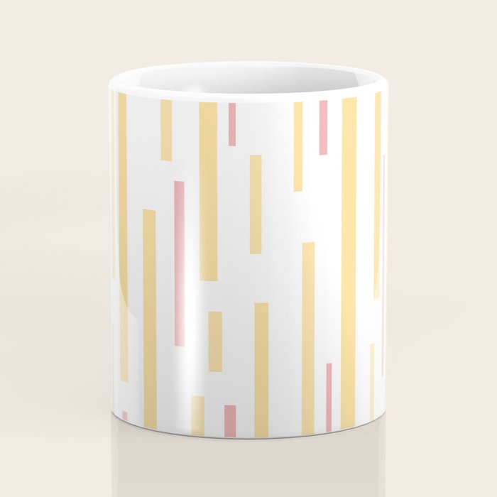 Interrupted Lines Mid-Century Modern Pattern in Mustard Yellow, Bright Pink, and White Coffee Mug Gallery Image 4