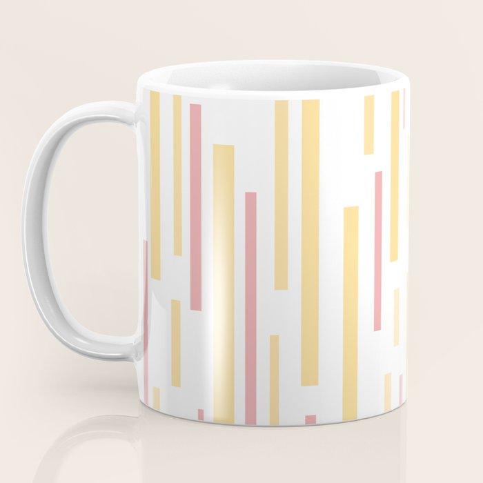 Interrupted Lines Mid-Century Modern Pattern in Mustard Yellow, Bright Pink, and White Coffee Mug Gallery Image 3